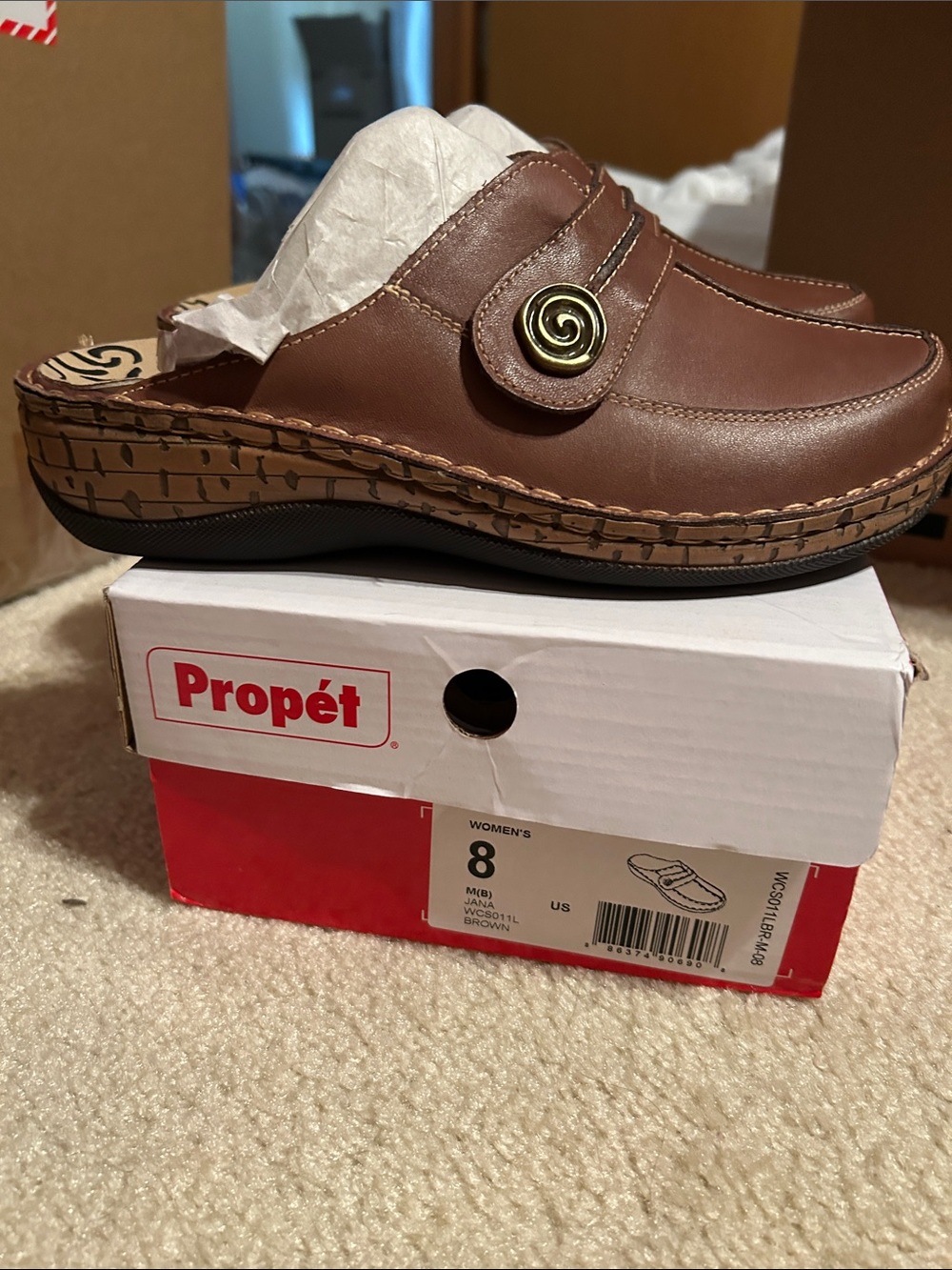 New Propét Brown Leather Slip-On Clog 8